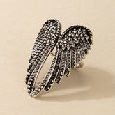 Vintage Silver Color Angel Wings Metal Rings